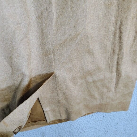 Max Mara Maxi Skirt Women's 8 Beige 100% Camel Leather Modest Minimalist Italy - Picture 8 of 12